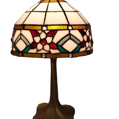 Kleine Tischlampe mit Eisensockel und Tiffany-Bildschirm, Durchmesser 20 cm, Museumsserie LG286882B