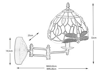 Applique avec bras mobile Tiffany diamètre 20cm Série Hexa LG2427D1 4