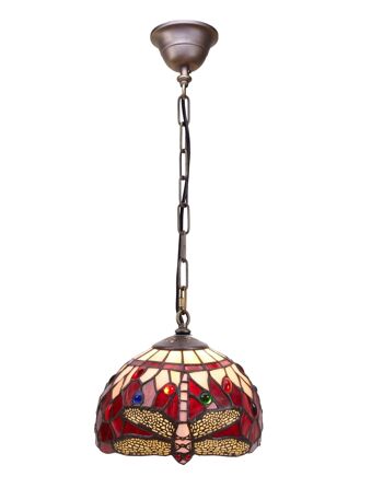 Plus petit pendentif de plafond Tiffany avec chaîne diamètre 20cm Série Belle Rouge LG199399 1