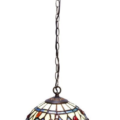 Petite suspension de plafond Tiffany avec chaîne diamètre 20cm Série Belle Epoque LG199699