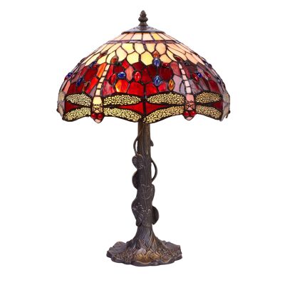 Grande lampe à poser Tiffany diamètre 40cm Série Belle Rouge LG203620