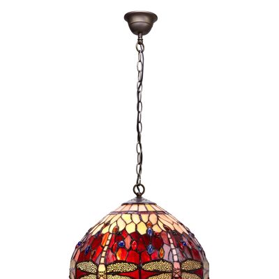 Medium Tiffany ceiling pendant with chain diameter 30cm Belle Rouge Series LG203799