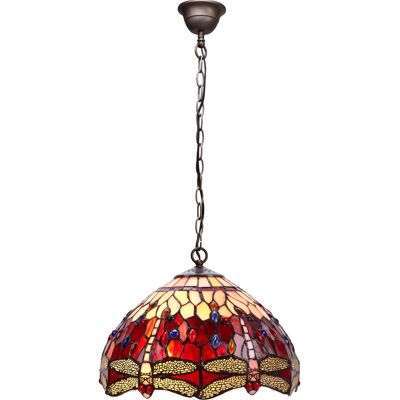 Medium Tiffany ceiling pendant with chain diameter 30cm Belle Rouge Series LG203799