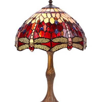 Lampe de table Tiffany medium diamètre 30cm série Belle Rouge LG203860