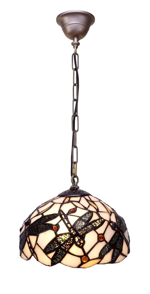 Colgante de techo mediano diámetro 20cm  con cadena Tiffany Serie Pedrera LG224299