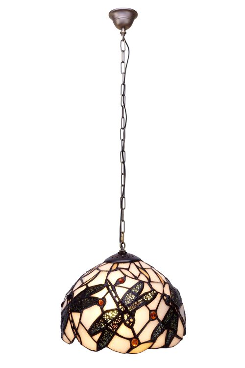 Colgante de techo menor diámetro 20cm  con cadena Tiffany Serie Pedrera LG224599