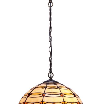 Plafonnier suspendu diamètre plus grand 40cm avec chaîne Tiffany Ivoire Série LG225199