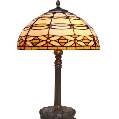 Lampe de table à base plus large avec supports Tiffany diamètre 40cm Série Ivoire LG225327