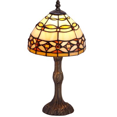 Grande lampe à poser forme Tiffany socle diamètre 20cm Série Ivoire LG225880