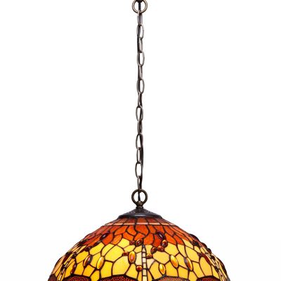 Ceiling pendant larger diameter 40cm with chain Tiffany Belle Amber Series LG232199