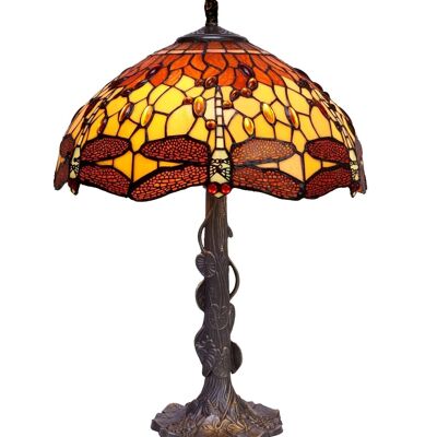 Tischlampe mit einem größeren Sockel in Tiffany-Form, Durchmesser 40 cm, Belle Amber Series LG232320