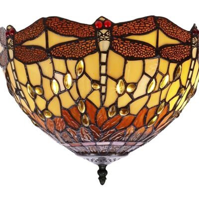 Ceiling fixture attached to the ceiling with Tiffany lampshade Belle Amber Series LG232500