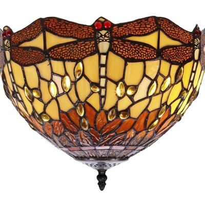 Ceiling fixture attached to the ceiling with Tiffany lampshade Belle Amber Series LG232500