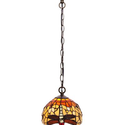 Pendente a soffitto più piccolo diametro 20cm con catena Tiffany Serie Belle Amber LG232799