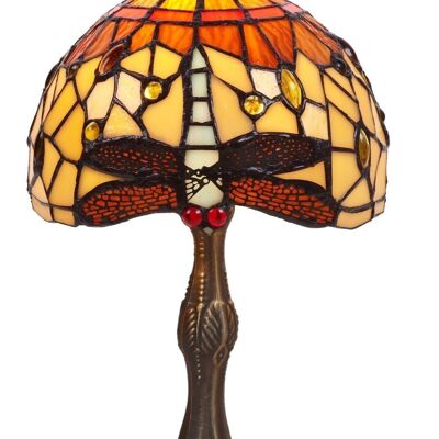 Lampe à poser Manoir forme Tiffany socle diamètre 20cm Belle Ambre Série LG232880