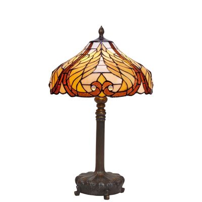 Lampada da tavolo base Foma con paralume Tiffany diametro 45cm Serie Dalí LG238327
