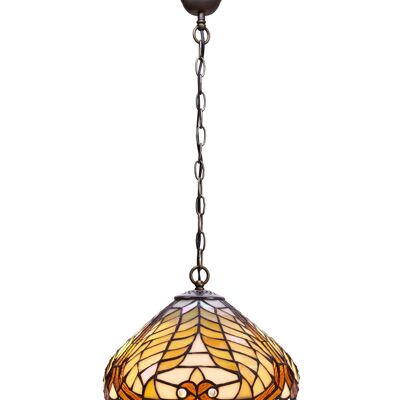 Pendente a soffitto con catena e schermo Tiffany diametro 30cm Serie Dalí LG238499