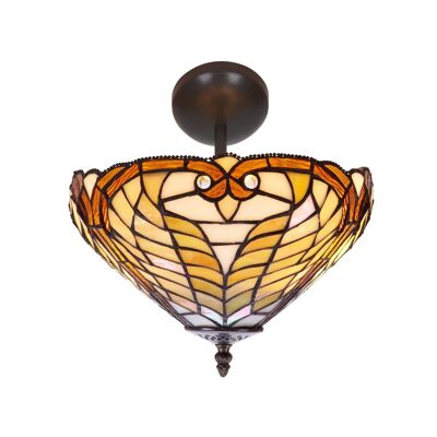 Low ceiling ceiling lamp with Tiffany lampshade diameter 30cm Dalí Series LG238544