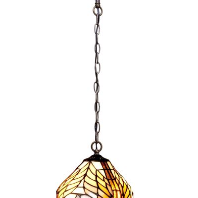 Sospensione a soffitto con catena e paralume Tiffany diametro 20cm Serie Dalí LG238799