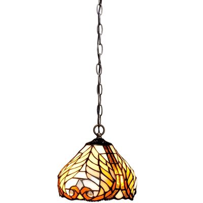 Sospensione a soffitto con catena e paralume Tiffany diametro 20cm Serie Dalí LG238799