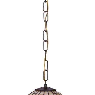 Deckenanhänger mit Kette und Tiffany-Lampenschirm, Durchmesser 30 cm, Hexa-Serie LG242499