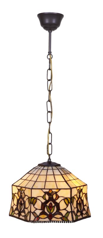 Suspension de plafond avec chaîne et abat-jour Tiffany Diamètre 30cm Série Hexa LG242499 1