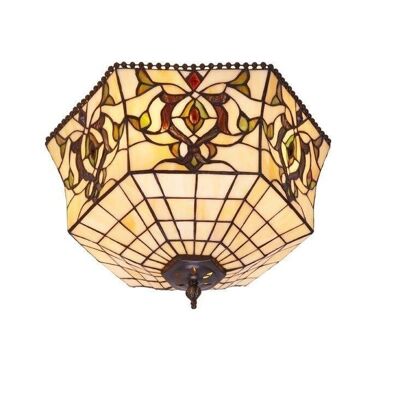 Plafoniera incollata con schermo Tiffany diametro 30cm Serie Hexa LG242500