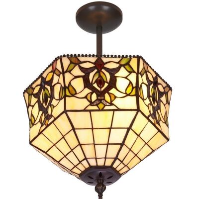 Low ceiling ceiling lamp with Tiffany screen diameter 30cm Hexa Series LG242544