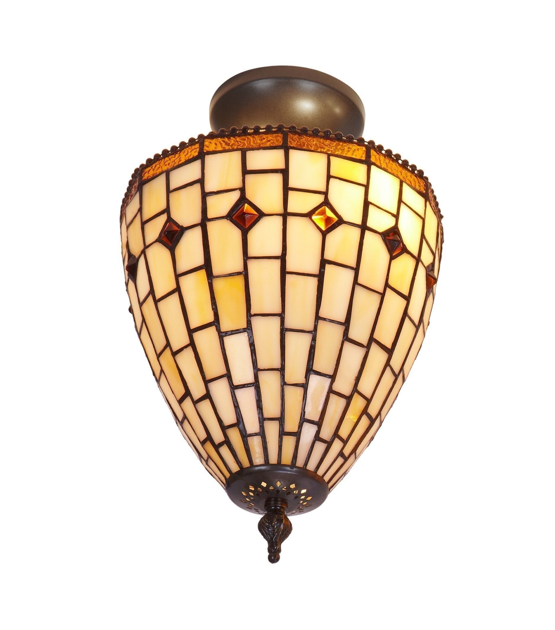 Niedrige Deckenleuchte mit Tiffany-Bildschirm, indirektes Licht, Durchmesser 20 cm, Art Series LG244844