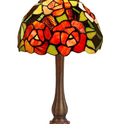 Lampada da tavolo con base a forma di trifoglio con paralume Tiffany diametro 20cm New York Serie LG247870