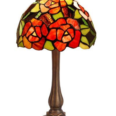 Lampada da tavolo con base a forma di trifoglio con paralume Tiffany diametro 20cm New York Serie LG247870
