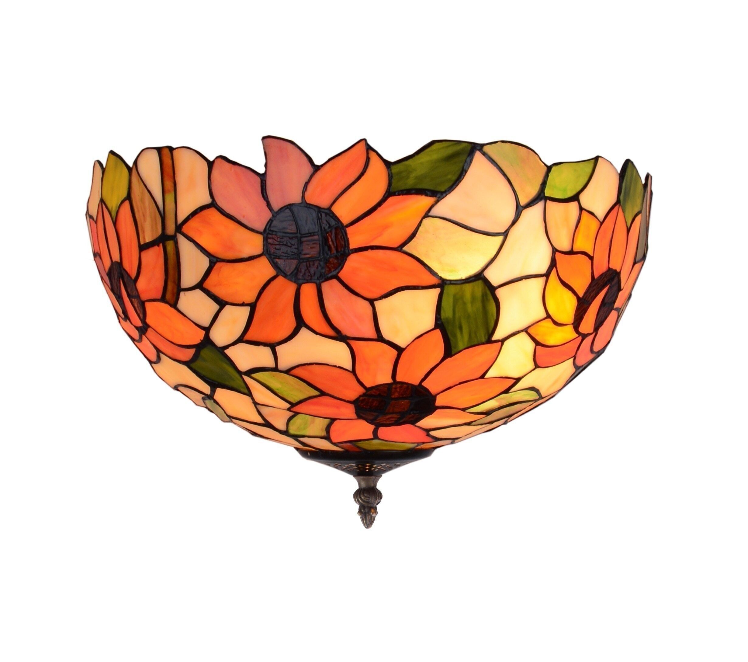 Plafonnier fixé au plafond avec écran Tiffany diamètre 40cm Diamond Series LG280200