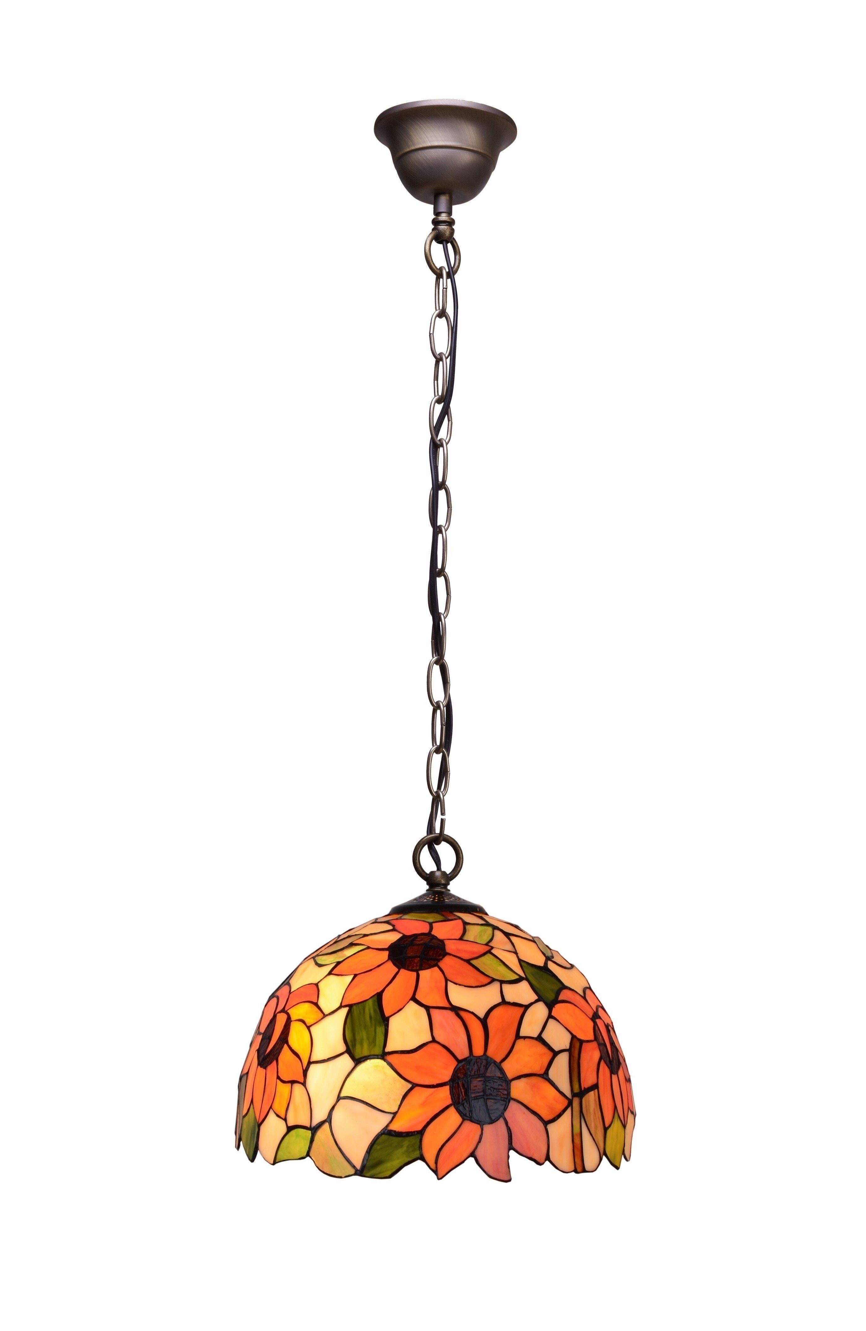 Suspension de plafond avec chaîne et écran Tiffany diamètre 20cm Diamond Series LG280799