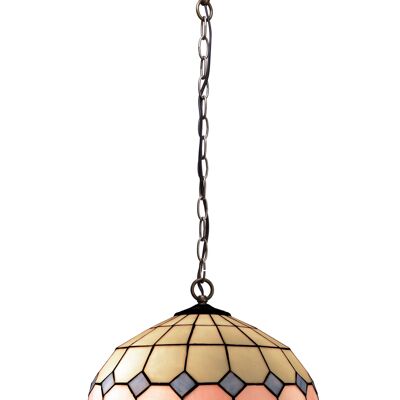 Pendente a soffitto con catena e schermo Tiffany diametro 30cm Rosa Serie LG281499