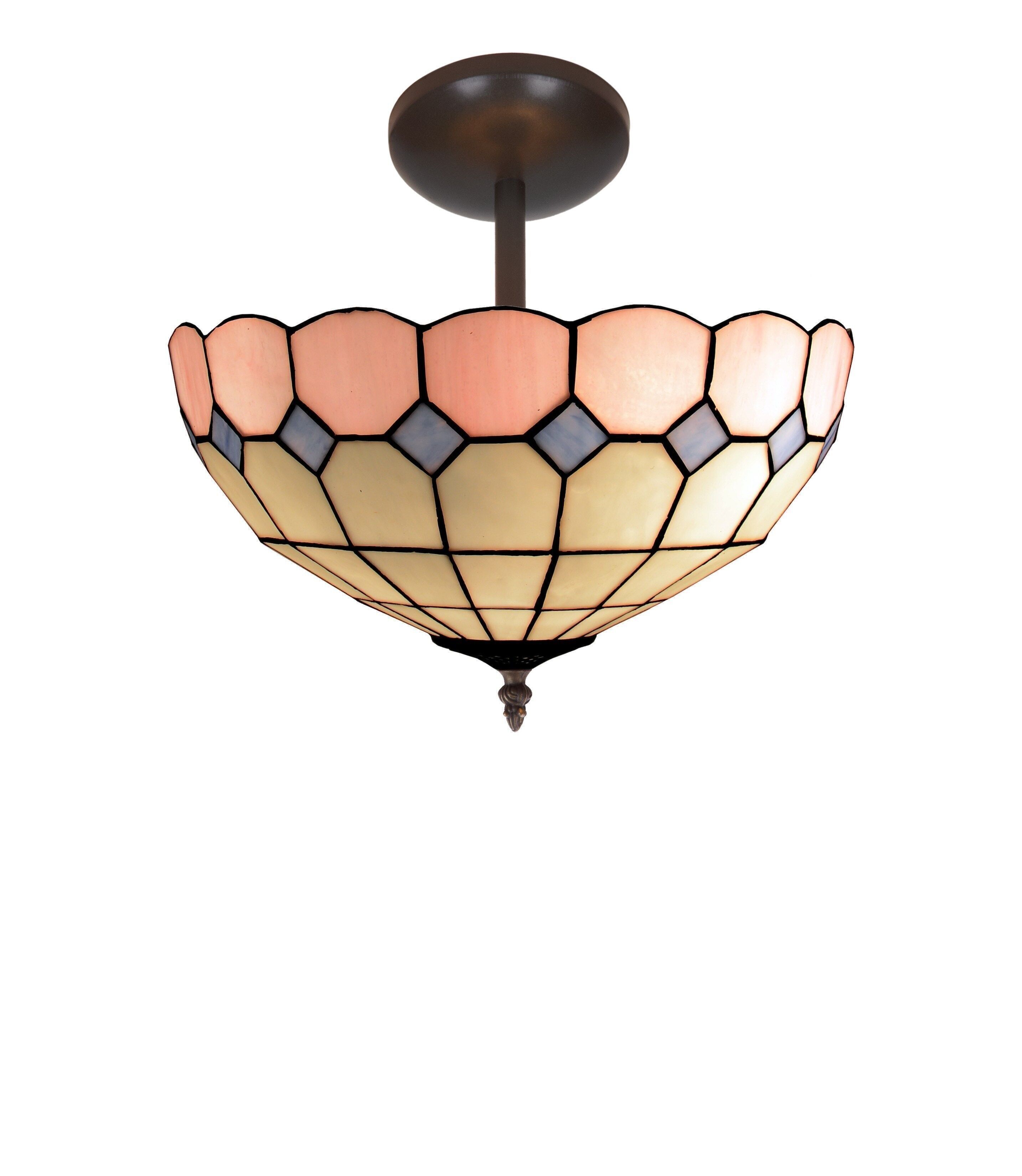 Plafonnier bas avec écran Tiffany, lumière indirecte, diamètre 30cm Rose Série LG281544