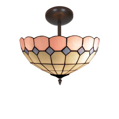 Low ceiling lamp with Tiffany screen, indirect light, diameter 30cm Pink Series LG281544