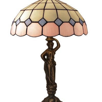 Desktop base with figure with Tiffany screen diameter 30cm Pink Series LG281650