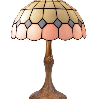 Base da tavolo con paralume sagomato Tiffany diametro 30cm Rosa Serie LG281660