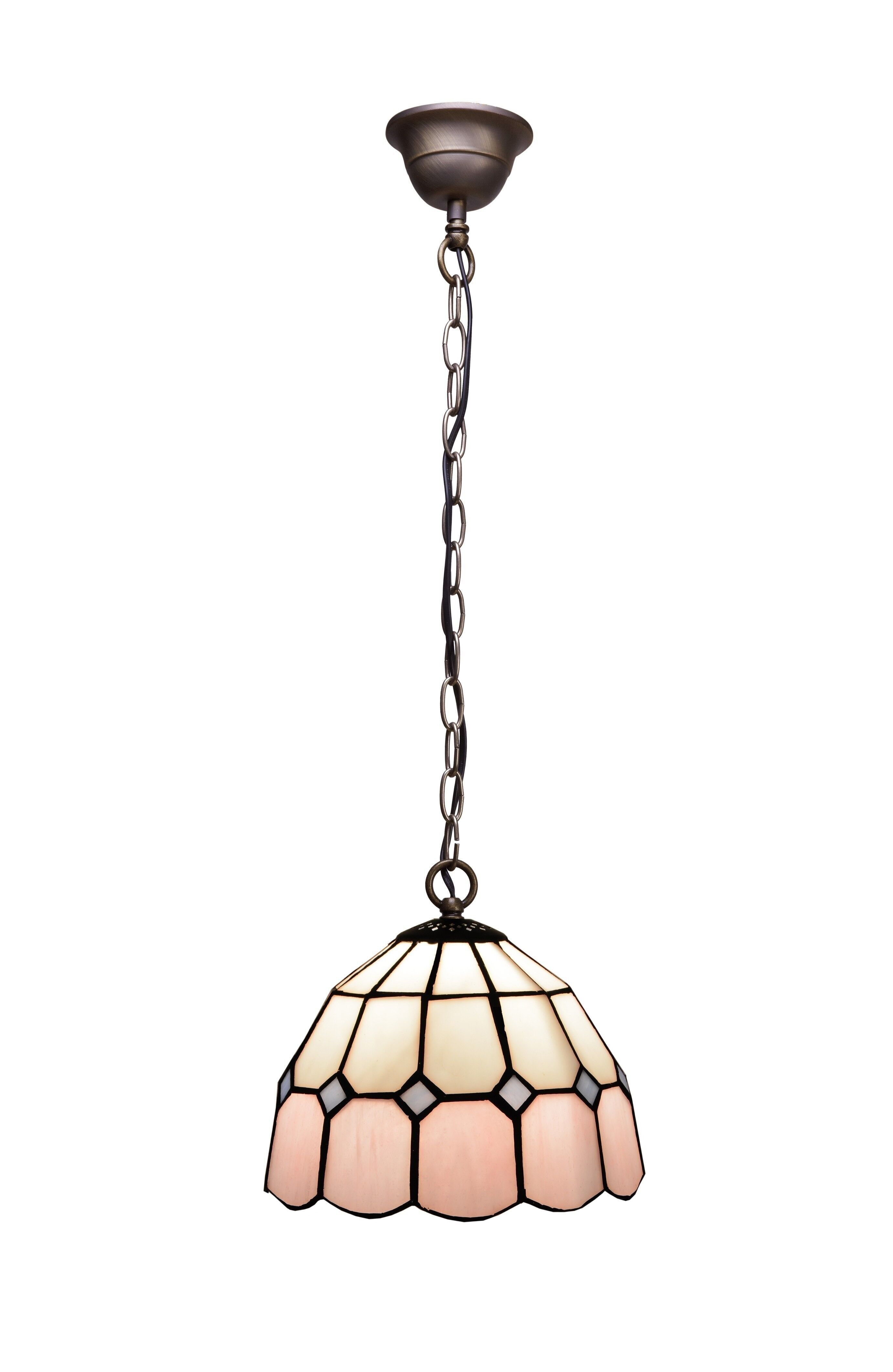 Suspension de plafond avec chaîne et écran Tiffany diamètre 20cm Série Rose LG281799