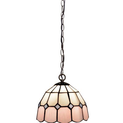 Ceiling pendant with chain and Tiffany screen diameter 20cm Pink Series LG281799