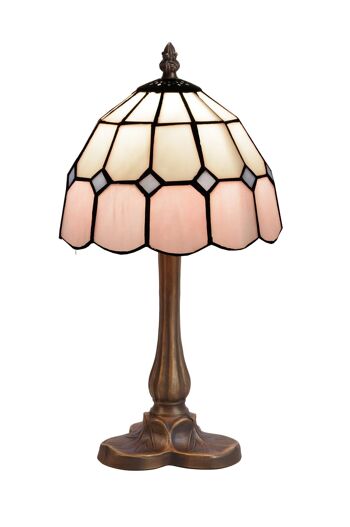 Lampe à poser base forme trèfle avec abat-jour Tiffany diamètre 20cm Rose Série LG281870 1