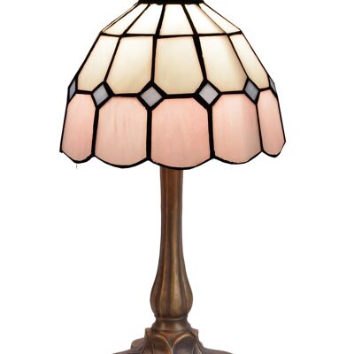 Tischlampe mit Kleeblatt-Sockel und Tiffany-Lampenschirm, Durchmesser 20 cm, rosa Serie LG281870