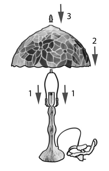 Lampe à poser base forme trèfle avec abat-jour Tiffany diamètre 20cm Rose Série LG281870 3