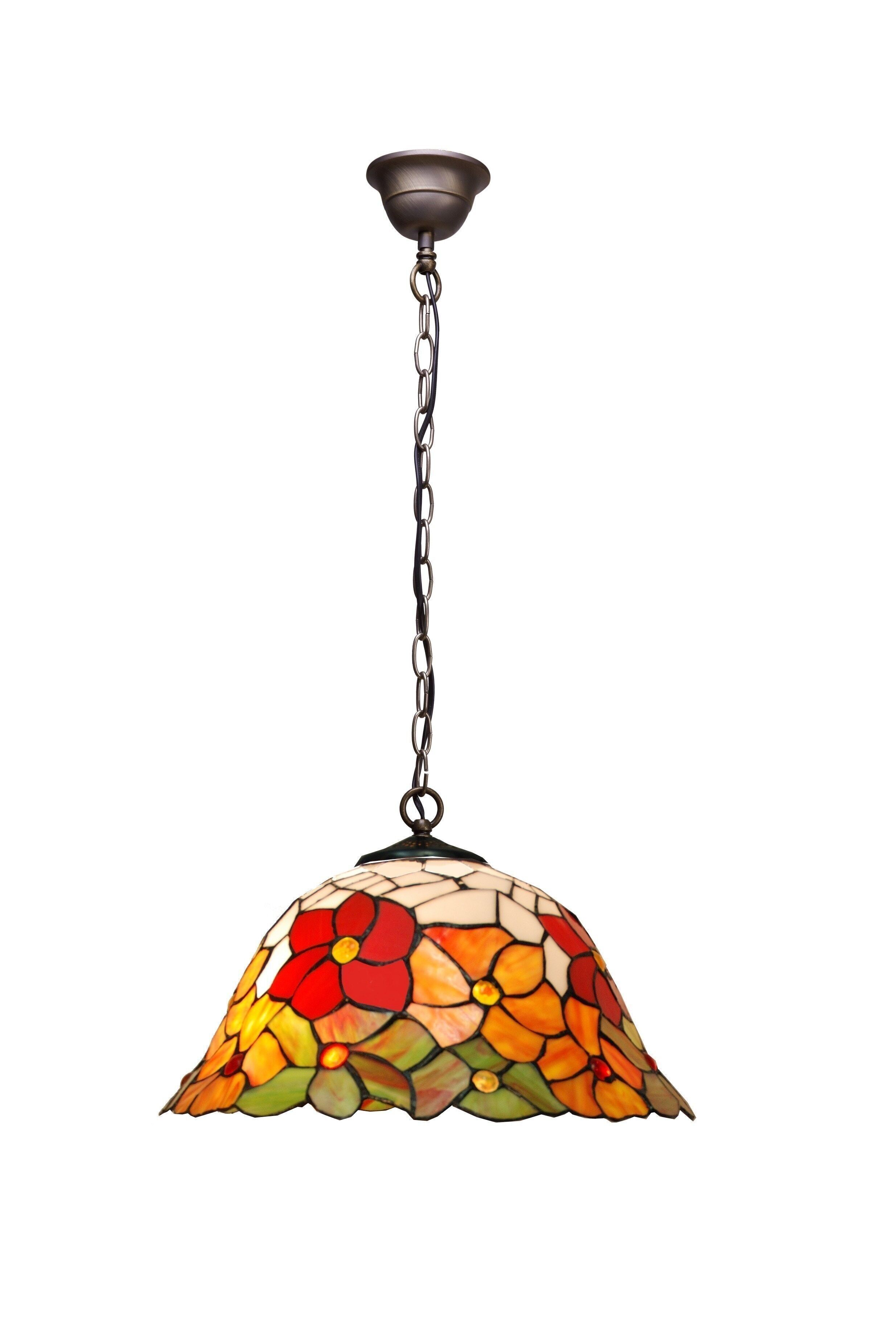 Suspension de plafond avec chaîne et écran Tiffany diamètre 40cm Série Bell LG282199