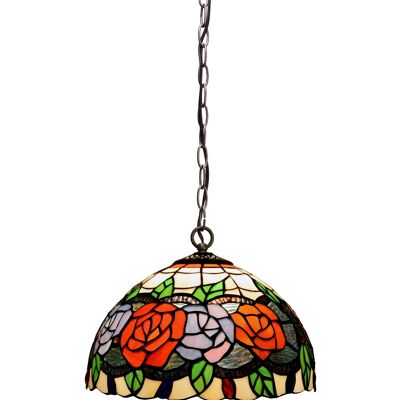 Ceiling pendant with chain and Tiffany screen diameter 30cm Rosy Series LG283499