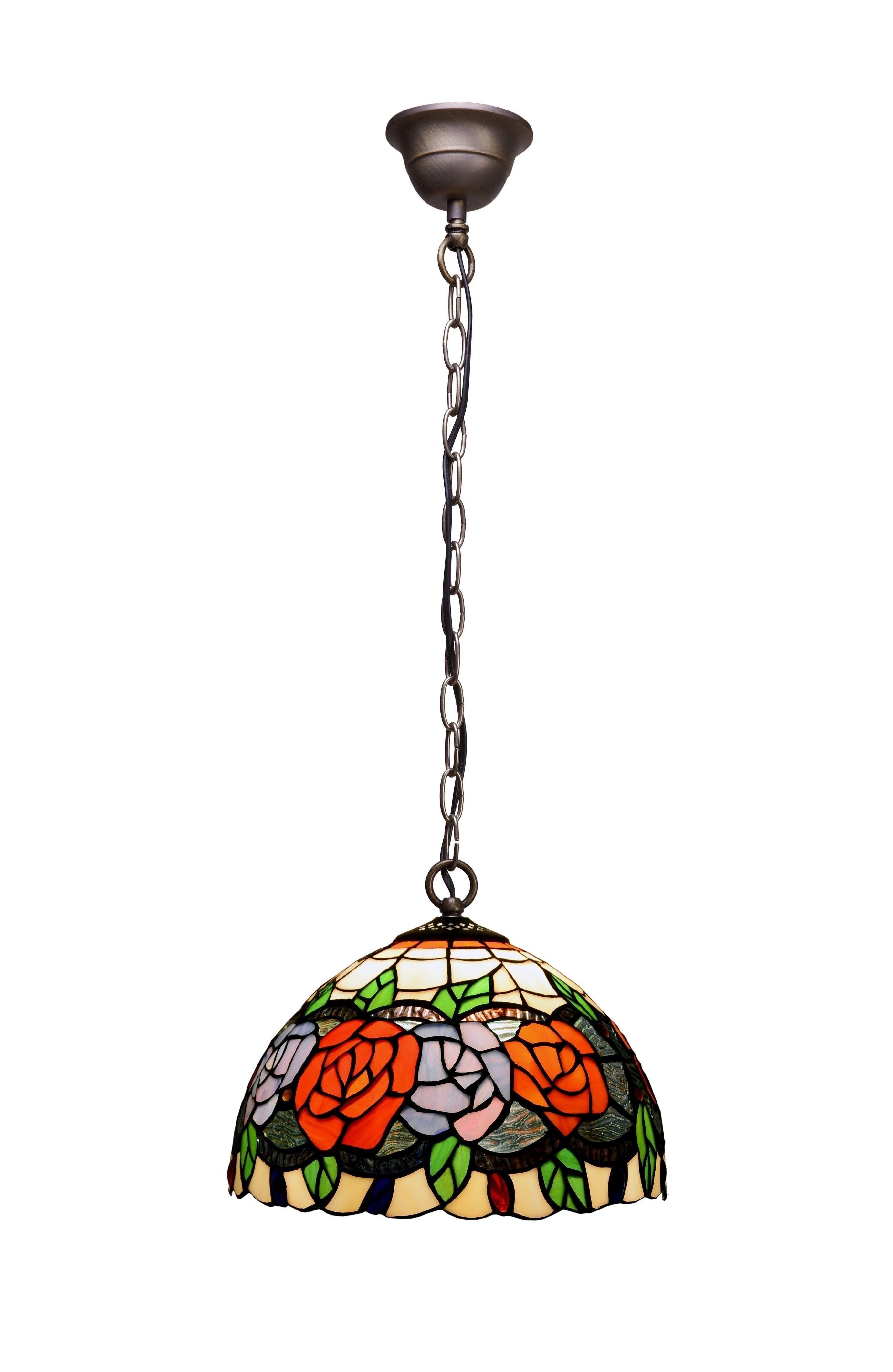 Suspension de plafond avec chaîne et écran Tiffany diamètre 20cm Série Rosy LG283799