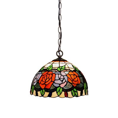 Ceiling pendant with chain and Tiffany screen diameter 20cm Rosy Series LG283799