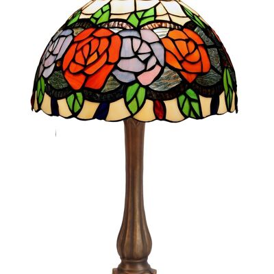 Tischlampe in Kleeblattform und Tiffany-Bildschirm, Durchmesser 20 cm, Rosy-Serie LG283870