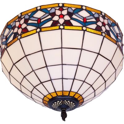 Plafoniera fissata al soffitto con schermo Tiffany diametro 40cm Serie Museum LG286200