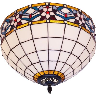 Plafoniera fissata al soffitto con schermo Tiffany diametro 40cm Serie Museum LG286200